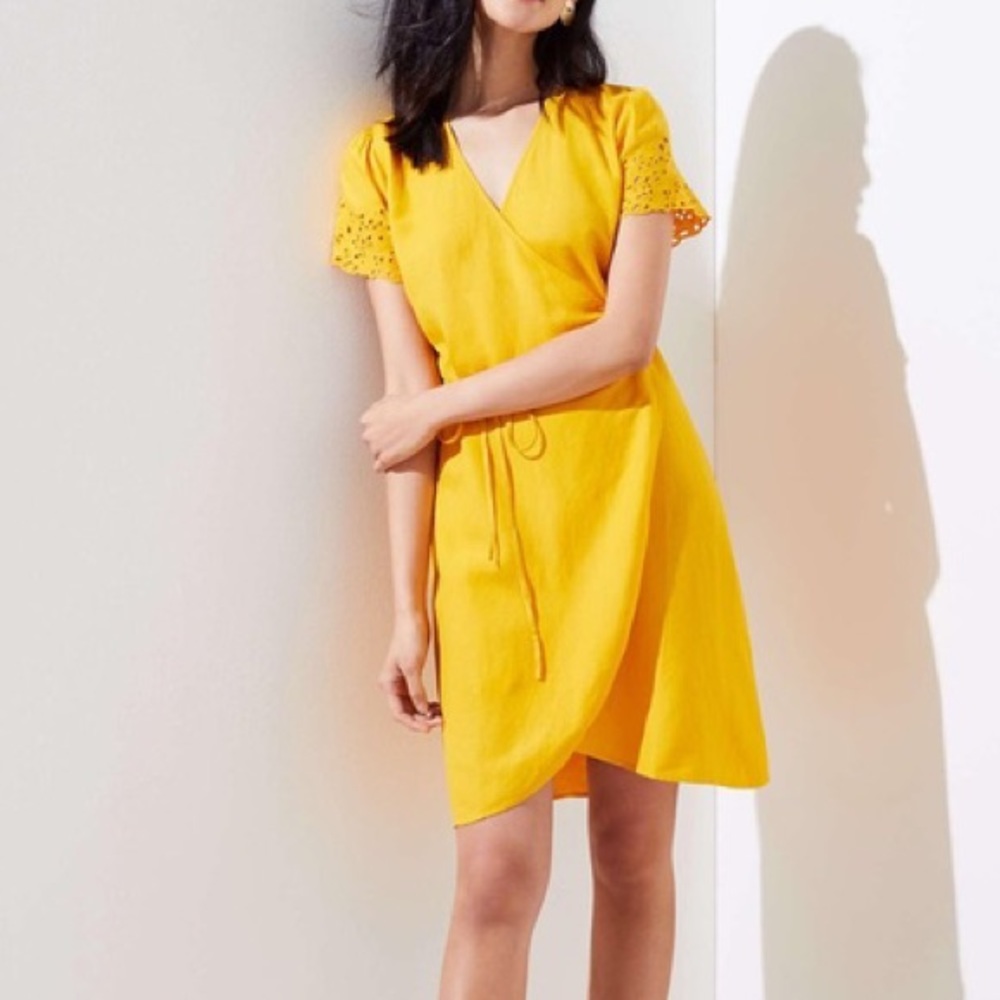 Loft Golden yellow wrap dress🌸